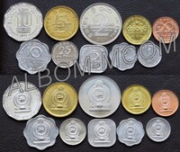 Шри Ланка набор из 10 монет 1, 2, 5, 10, 25, 50 центов, 1, 2, 5, 10 рупий 1978 - 2011 год. UNC