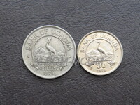 Уганда набор 2 монеты 1974-1976 год. XF- UNC