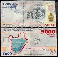 Бурунди 5000 франков 2022 г. Пресс. UNC