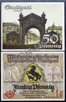 Германия Нотгельд 50 пфеннигов 1921 год Штутгарт. Пресс. UNC
